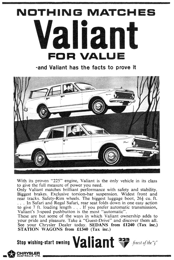 1964 AP5 Chrysler Valiant Regal Sedan Safari Wagon